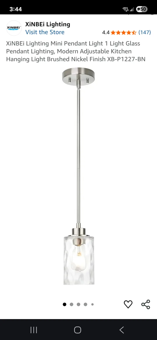 BNIB - XinBei Brushed Nickel Mini Pendant Light thumbnail