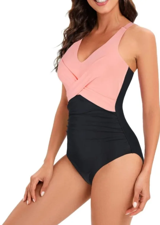 Pink & Black One-Piece Swimsuit - Size Medium image indicator(3)