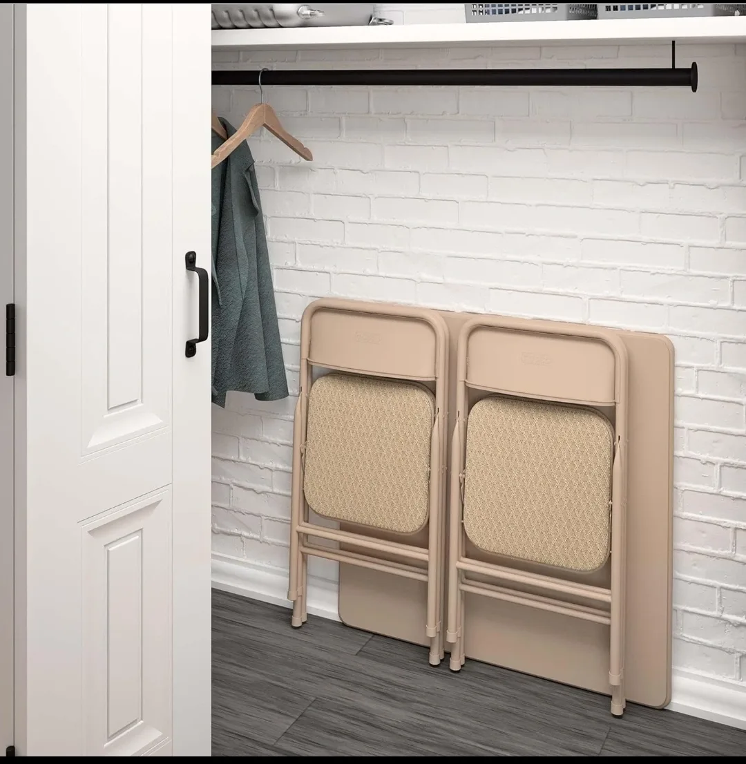 5-Piece Folding Chair & Table Set, beige image indicator(2)