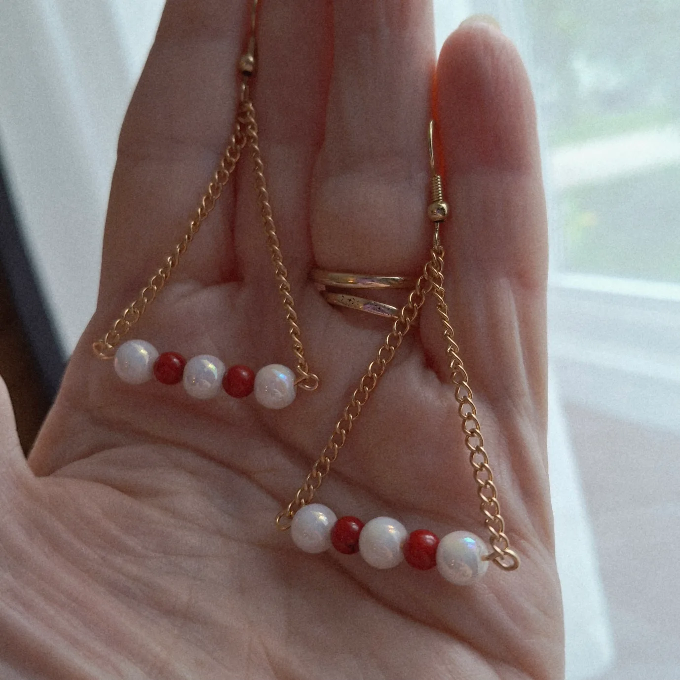 Handmade Beaded Drop Earrings thumbnail