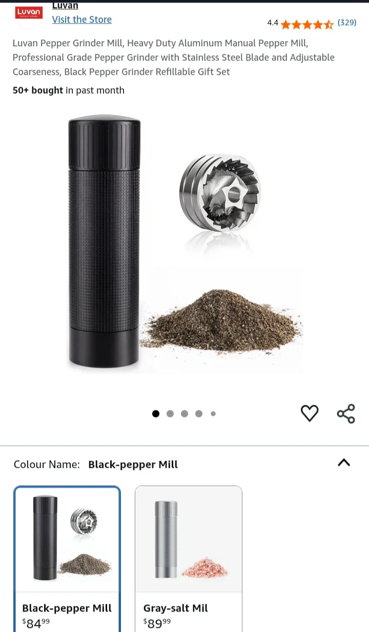 NEW!   Luvan - Professional  Black Pepper Grinder image indicator(2)