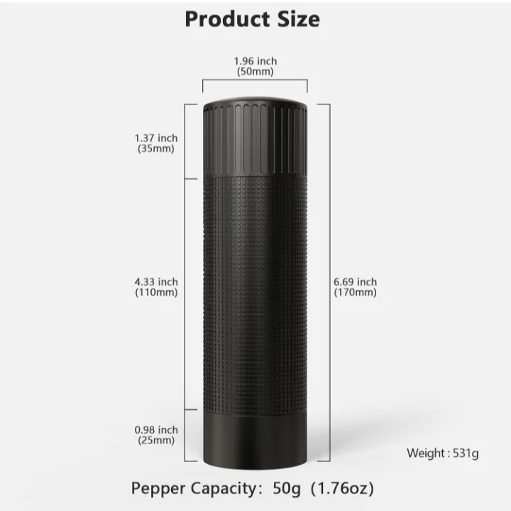 NEW!   Luvan - Professional  Black Pepper Grinder image indicator(3)