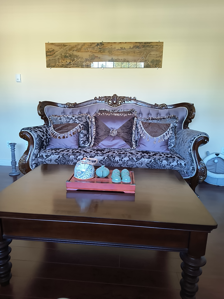 Ornate Sofa + loveseat+ side table with Pillows - photo 4