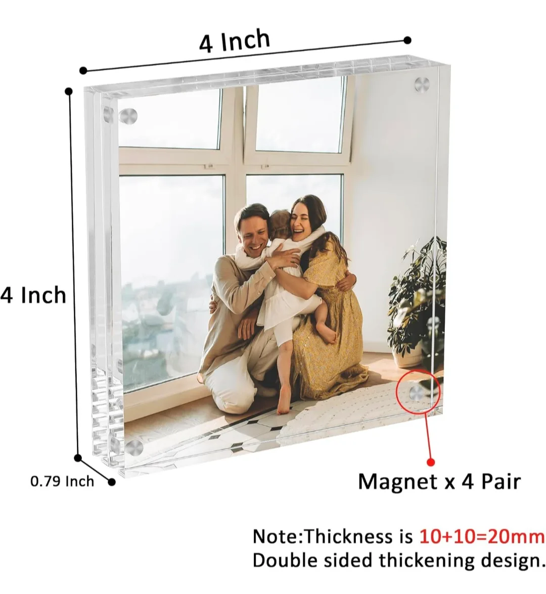 Pack of 5 - Acrylic Magnetic Photo Frame 4x4" Pack image indicator(3)