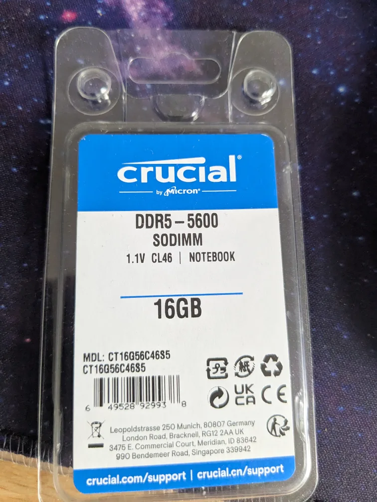 Crucial DDR5-5600 SODIMM 16GB RAM - New! thumbnail