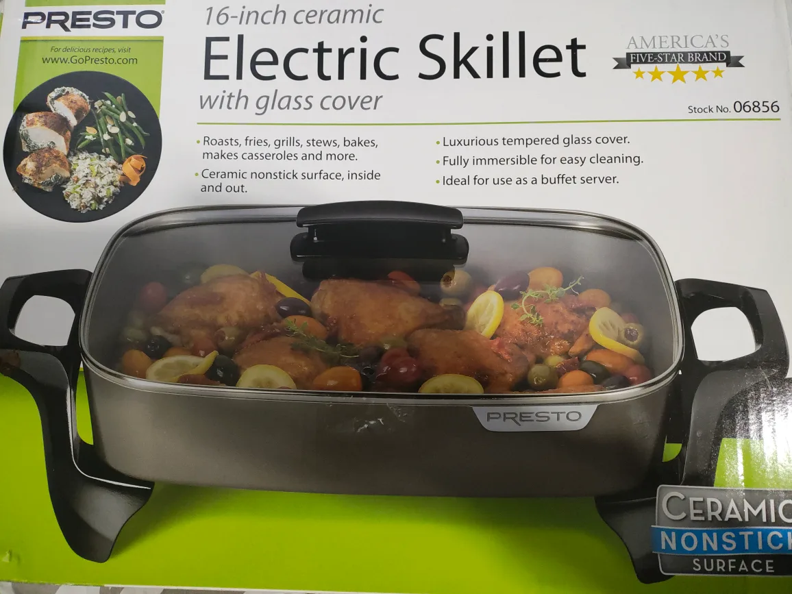 Presto 16-inch Ceramic Electric Skillet w/ Glass Cover🧡 thumbnail