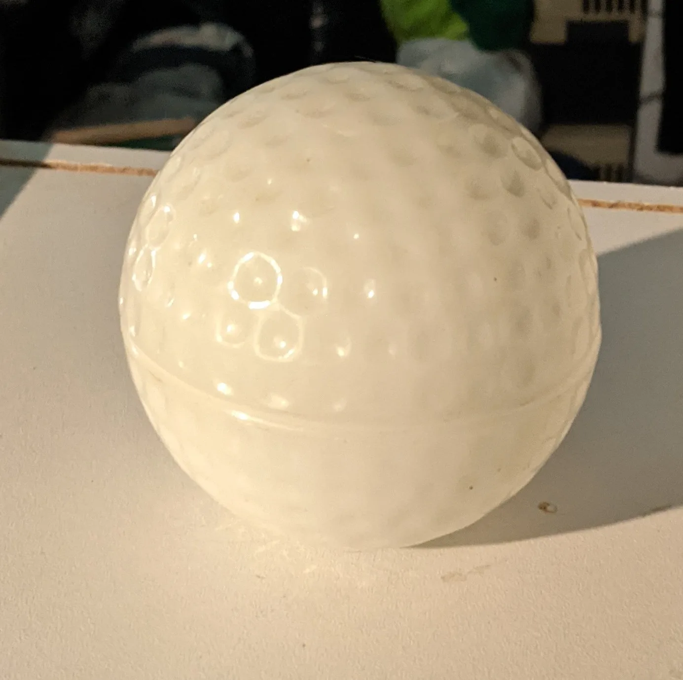 Vintage Milk Glass Golf Ball Trinket Box thumbnail