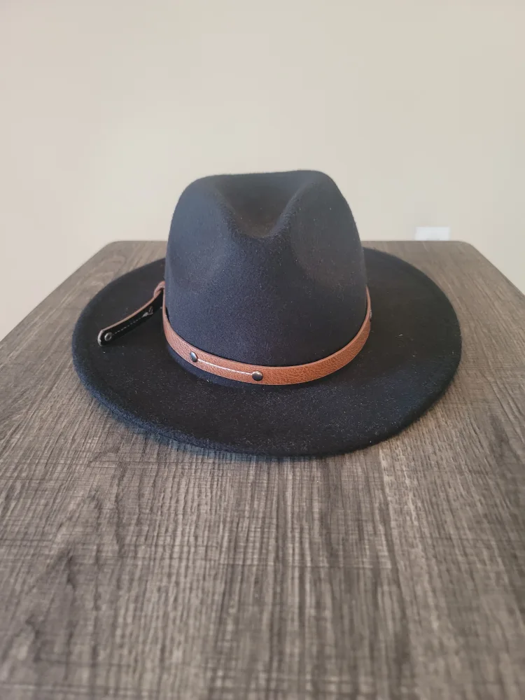 Black Fedora Hat with Brown Band thumbnail