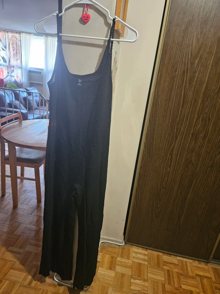 Shein Black Knit Jumpsuit - Size 1XL thumbnail