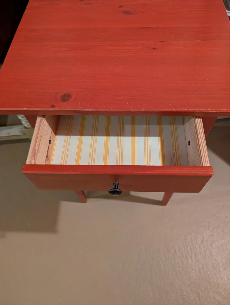 Red Wood Side Table with Drawer image indicator(2)