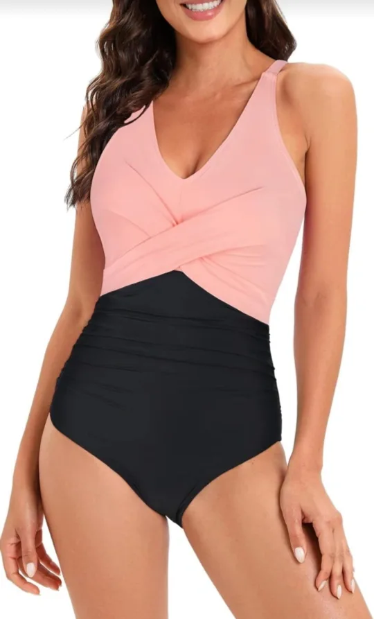 Pink & Black One-Piece Swimsuit - Size Medium thumbnail