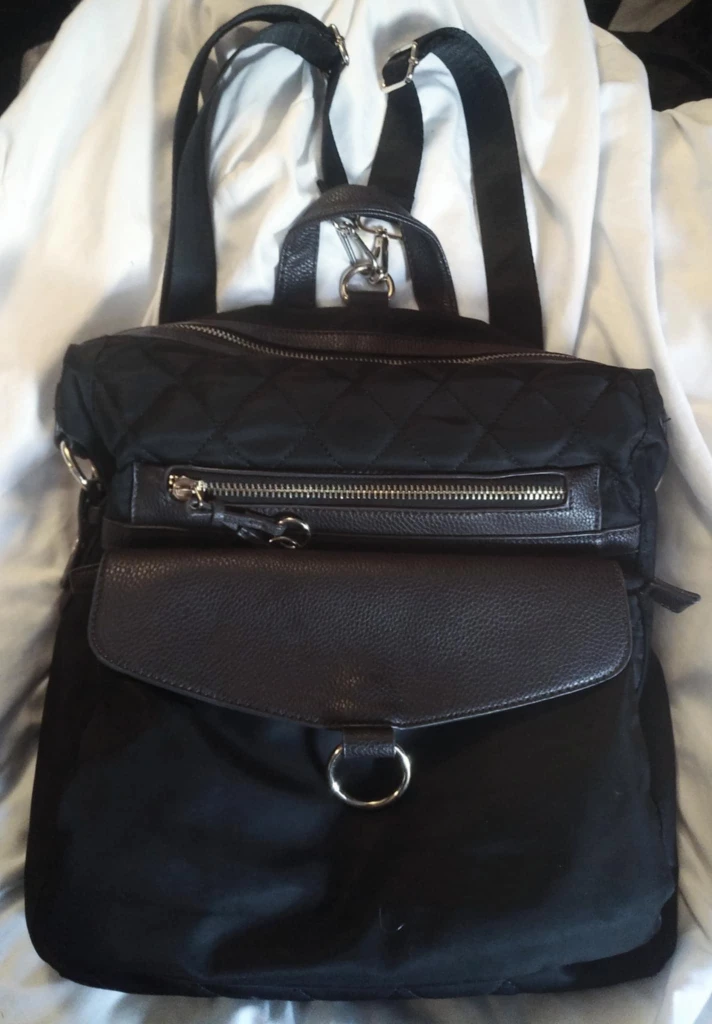 black/brown backpack style purse