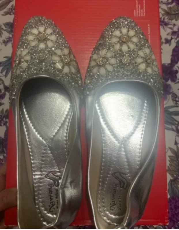 Navrang Silver Embellished Flats thumbnail