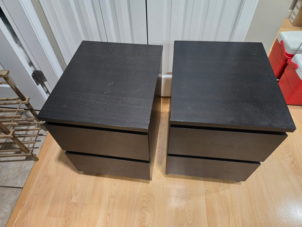IKEA Malm Black-Brown 2-Drawer Side Tables (Set of 2)