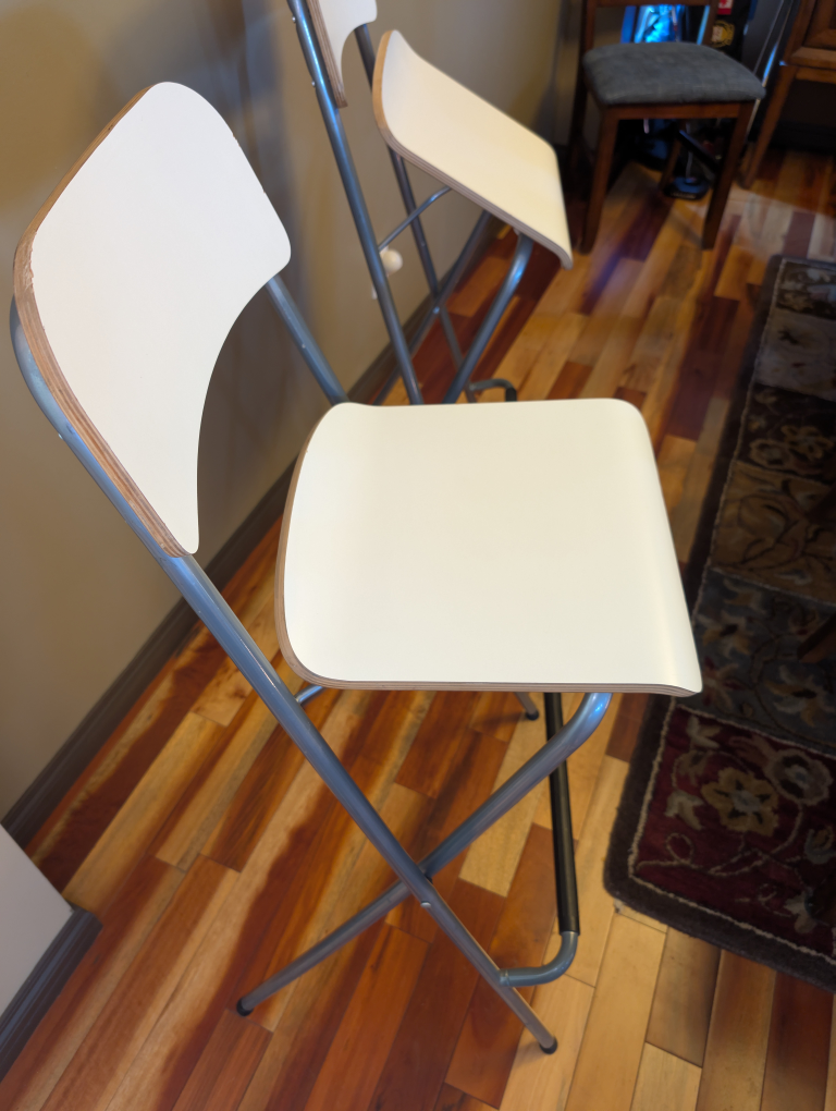 Ikea Franklin Bar Stool, White/Silver - photo 2
