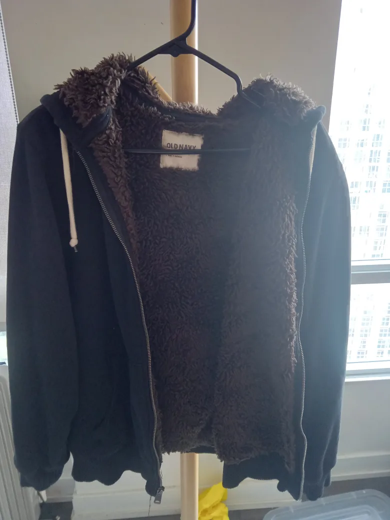 Old Navy Black Sherpa-Lined Hoodie - Size M thumbnail
