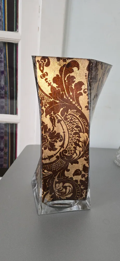 Decorative Glass Vase - Brown & Gold Pattern thumbnail
