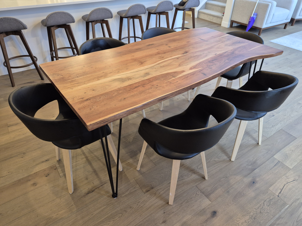 Live Edge Wood Dining Table with 6 Chairs