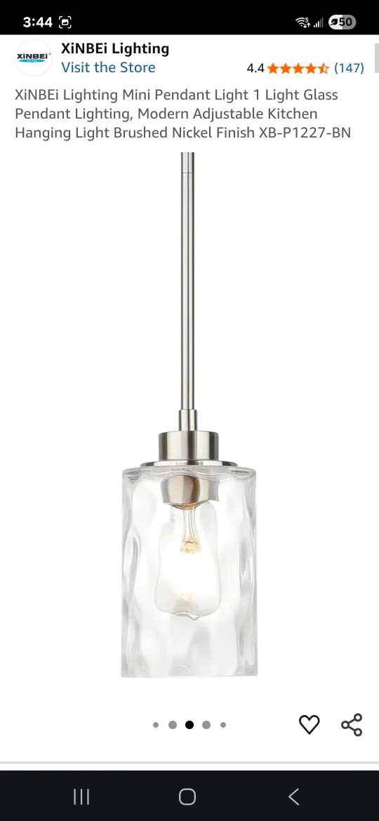 BNIB - XinBei Brushed Nickel Mini Pendant Light image indicator(2)