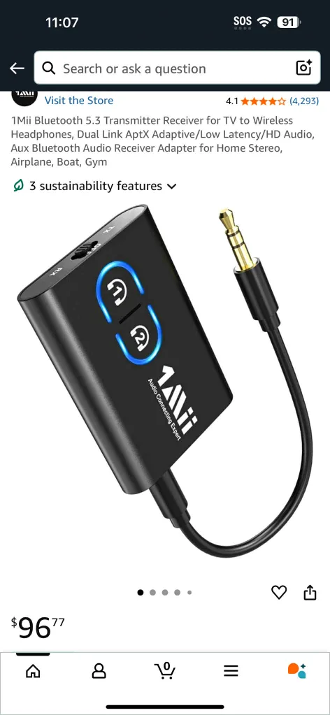1Mii Bluetooth 5.3 Transmitter Receiver thumbnail