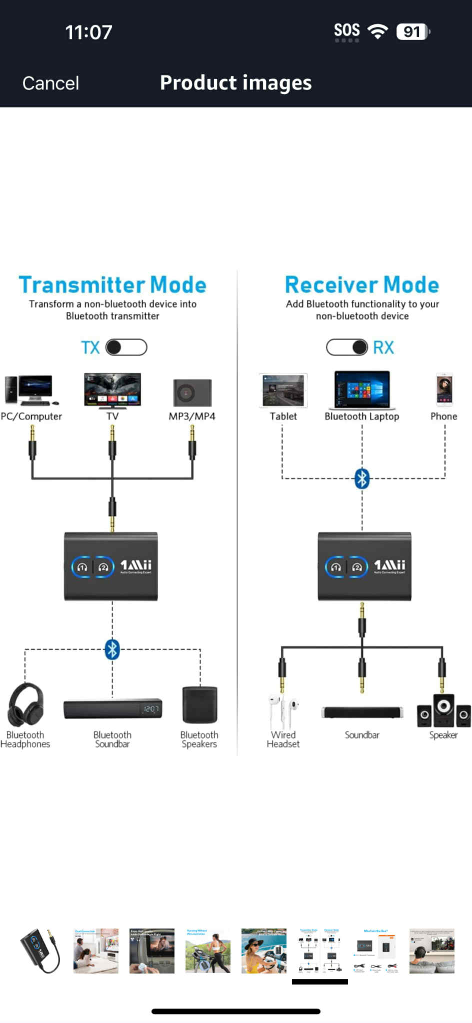 1Mii Bluetooth 5.3 Transmitter Receiver - photo 3