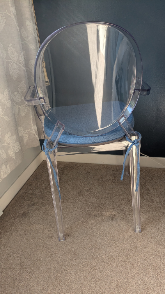 Structube Clear Ghost Chair with Blue Cushion - photo 2