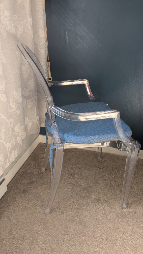 Structube Clear Ghost Chair with Blue Cushion - photo 3
