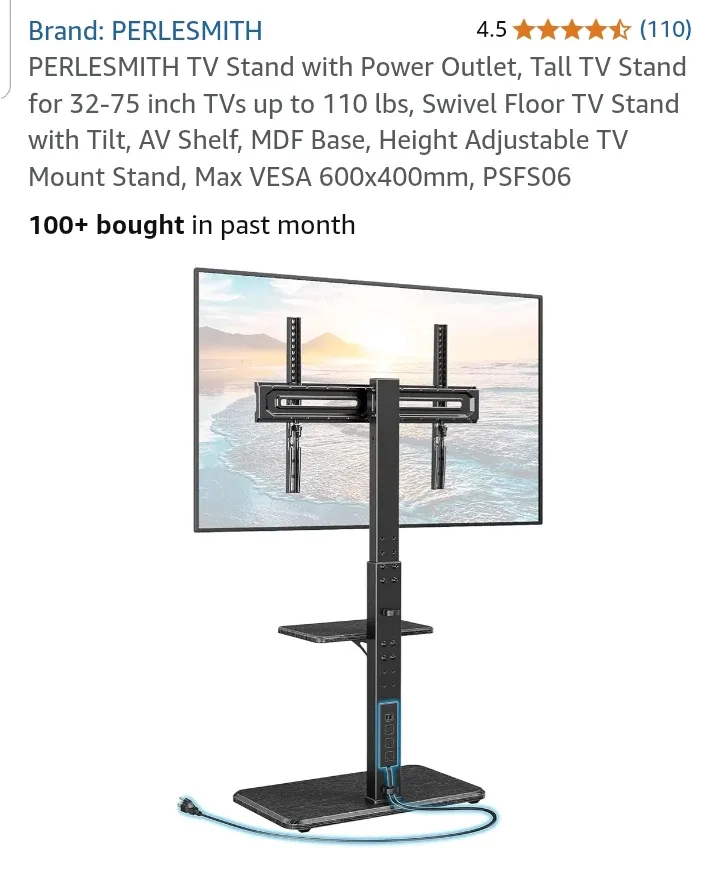 TV Stand with Power Outlet Brand New thumbnail