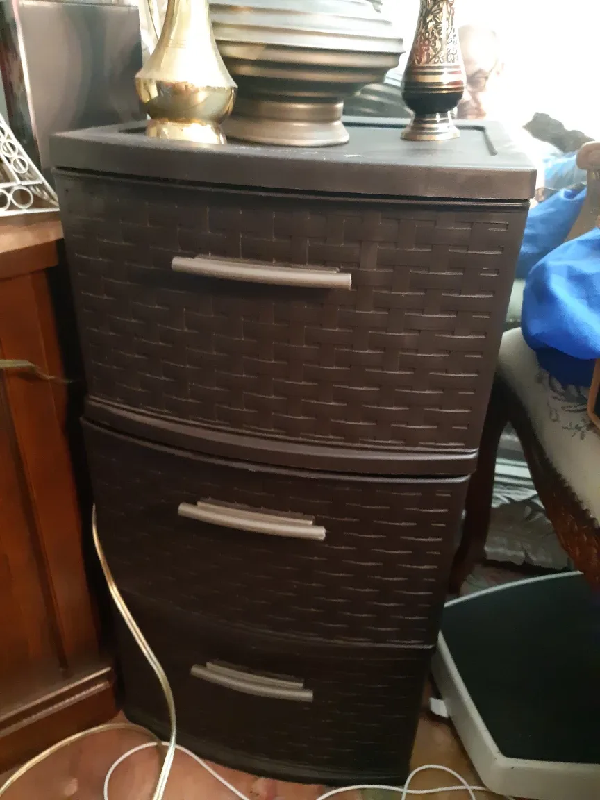 Brown Wicker-Style 3-Drawer Storage Unit thumbnail