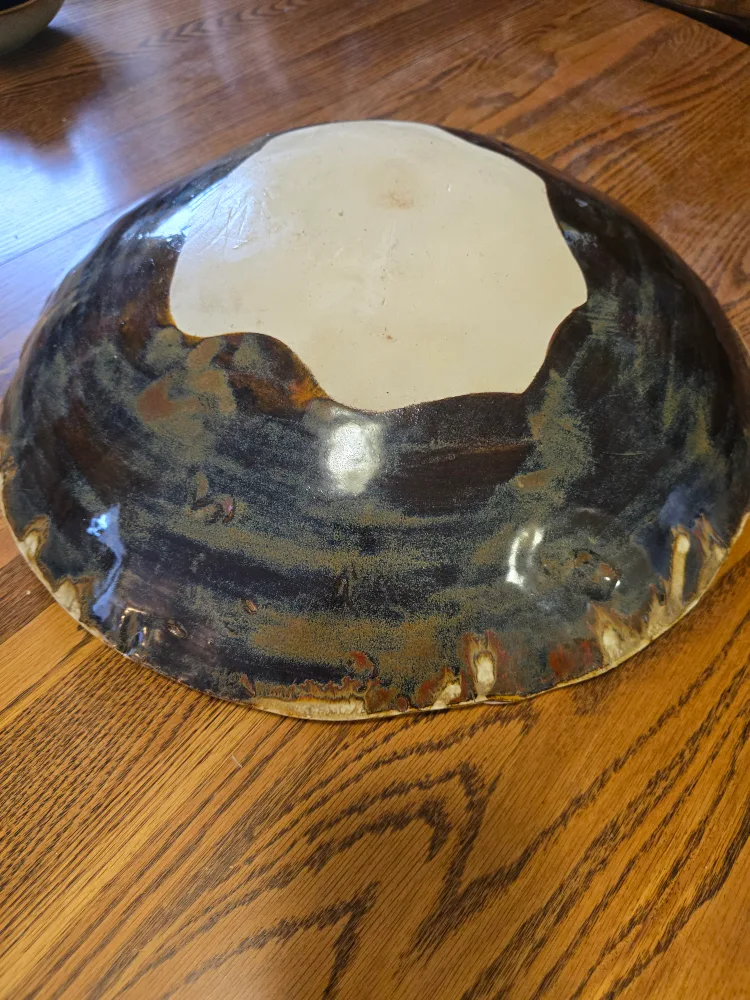 Decorative Ceramic Bowl - Blue & Brown thumbnail