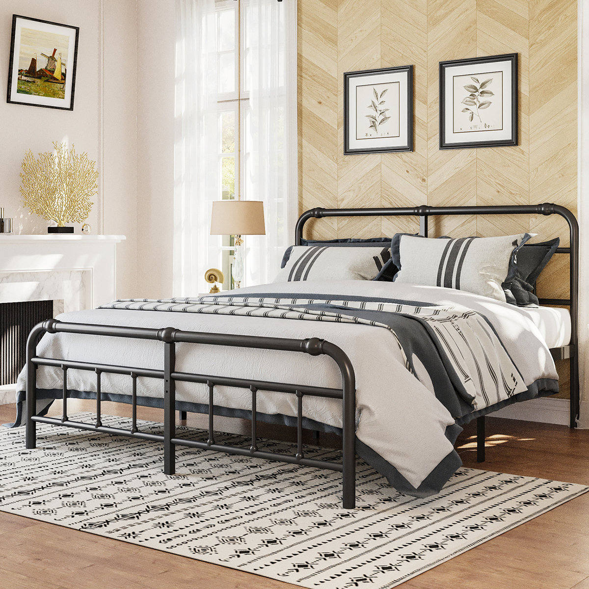 King Size Metal Bed Frame - Black - photo 4