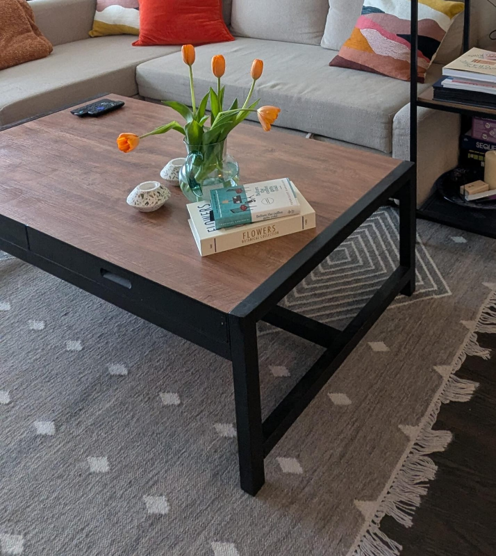 Wood Coffee Table with Drawer