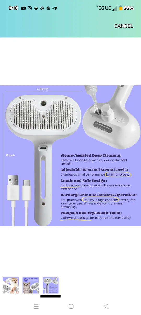 Brand new Silicone 3 in 1 pet hair removal tool. image indicator(3)