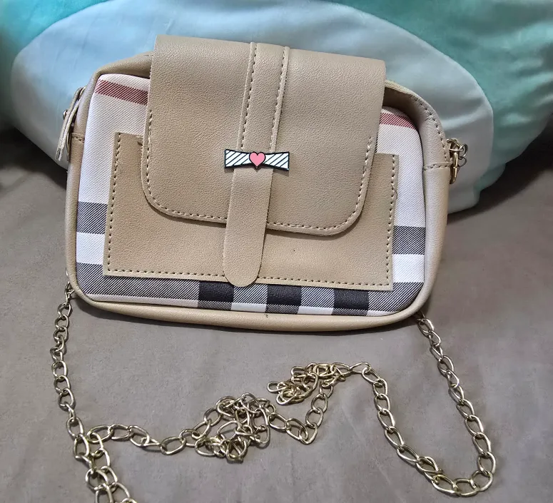 Beige Plaid Crossbody Bag thumbnail