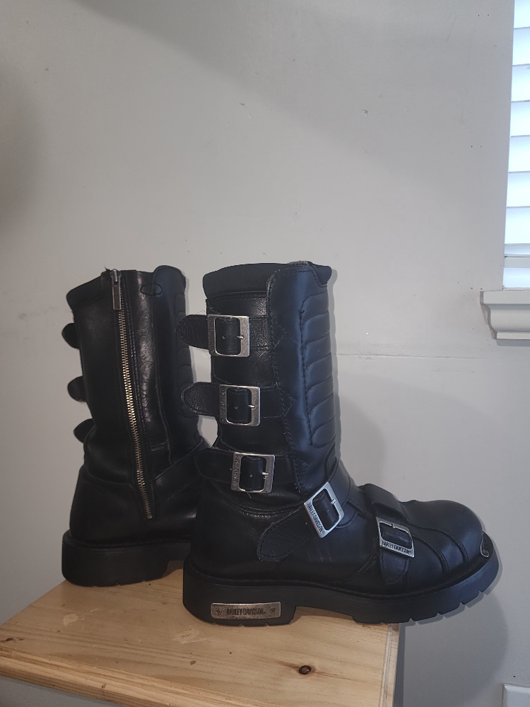 Harley-Davidson Black Leather Motorcycle Boots - photo 3