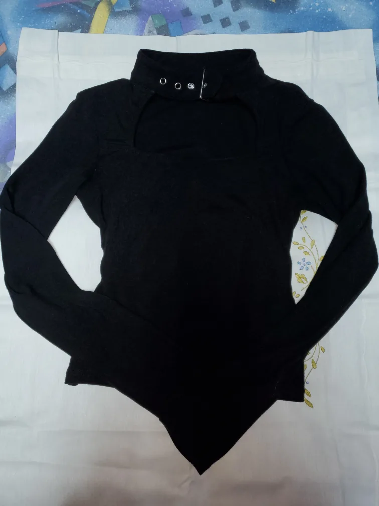 Black choker long sleeve top image indicator(3)