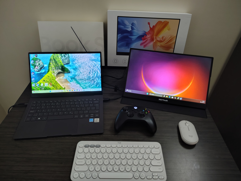 Samsung book s + portable touch screen keybord mouse xbox