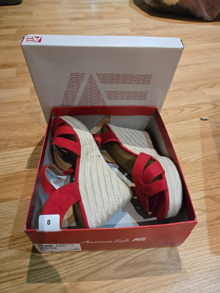 American Eagle Red Wedge Sandals - Size 8 image indicator(2)