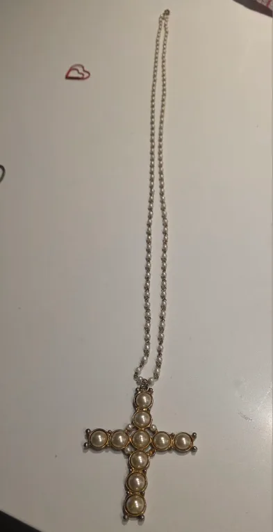 Pearl Cross Pendant Necklace image indicator(5)
