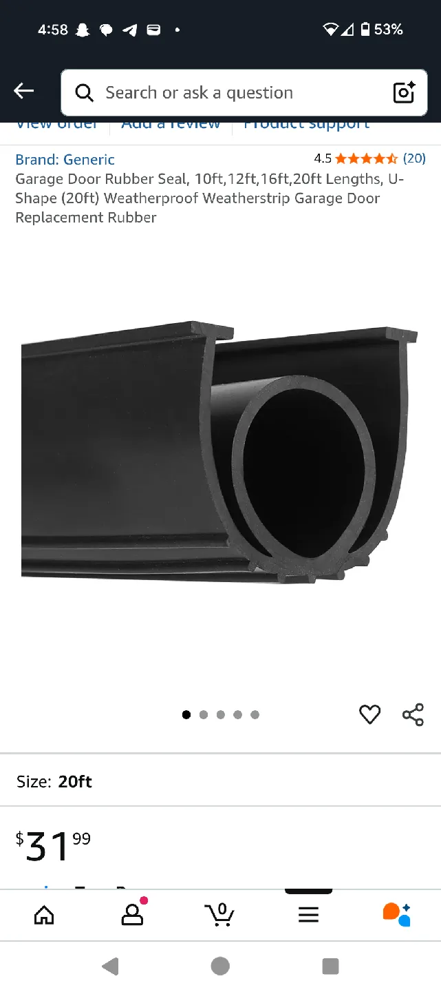 20ft Garage Door Rubber Seal