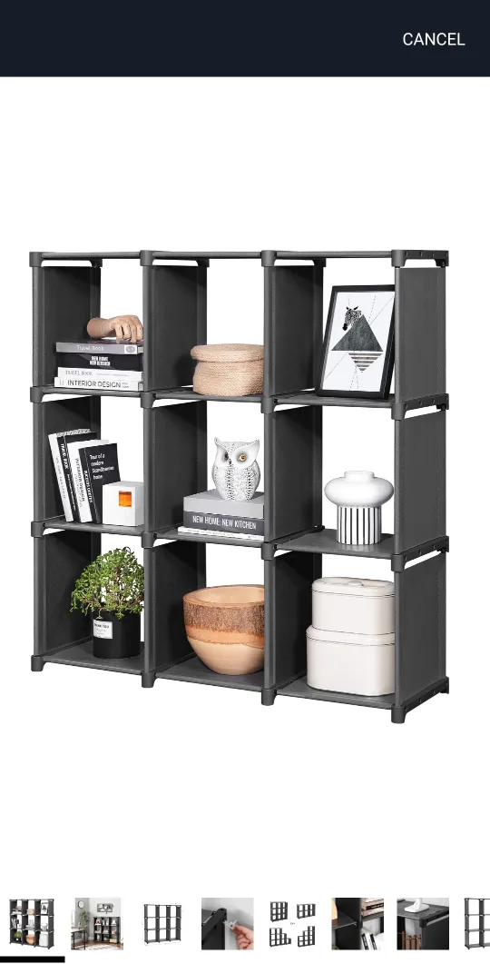 9-Cube Storage Shelf Organizer, Black thumbnail