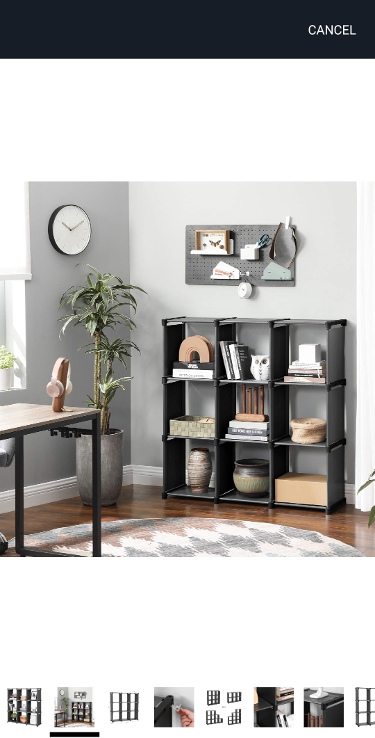 9-Cube Storage Shelf Organizer, Black - photo 2