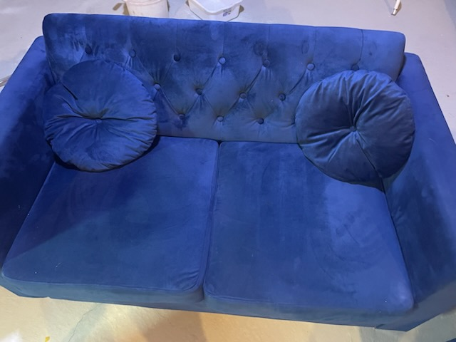 Royal Blue Velvet Sofa Set - photo 3