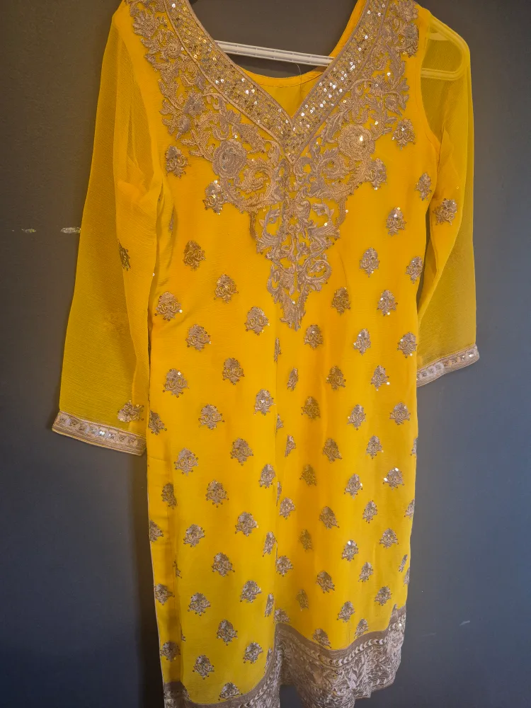 Yellow Embroidered Salwar Kameez image indicator(3)