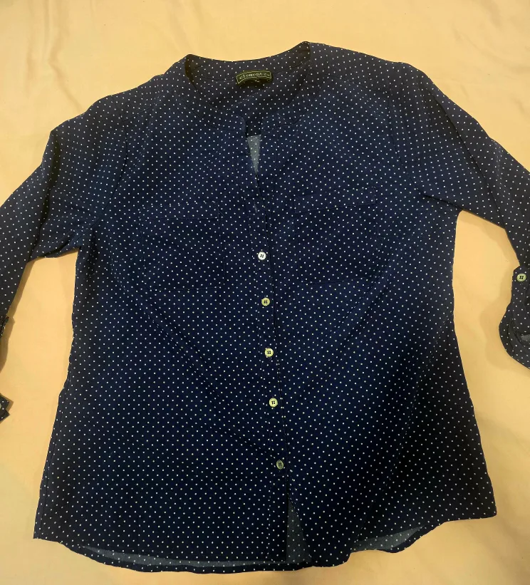 Zara Woman Navy Polka Dot Blouse - Size S thumbnail