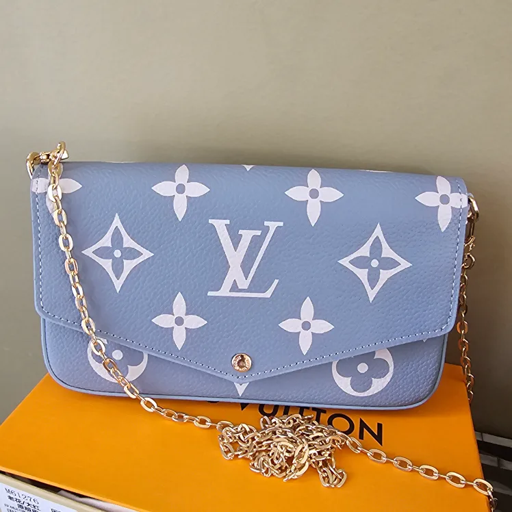 Louis Vuitton Blue Leather Wallet on Chain thumbnail