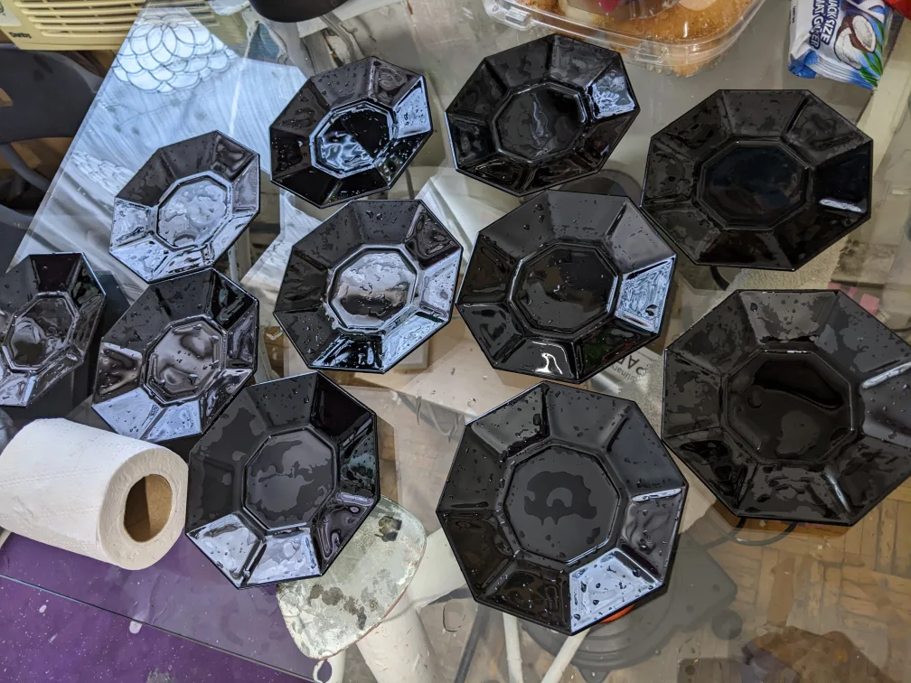 Set of Black Octagon Plates thumbnail