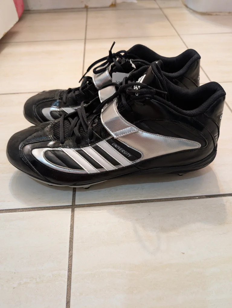 Adidas University Mid Football Cleats Shoes-Black & Silver-New image indicator(2)