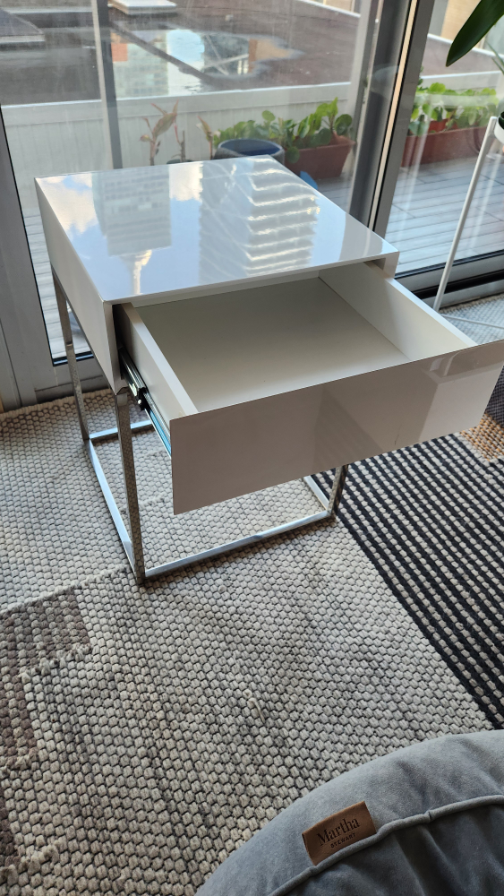Structube Sora White End Table with Drawer - High Gloss - photo 2