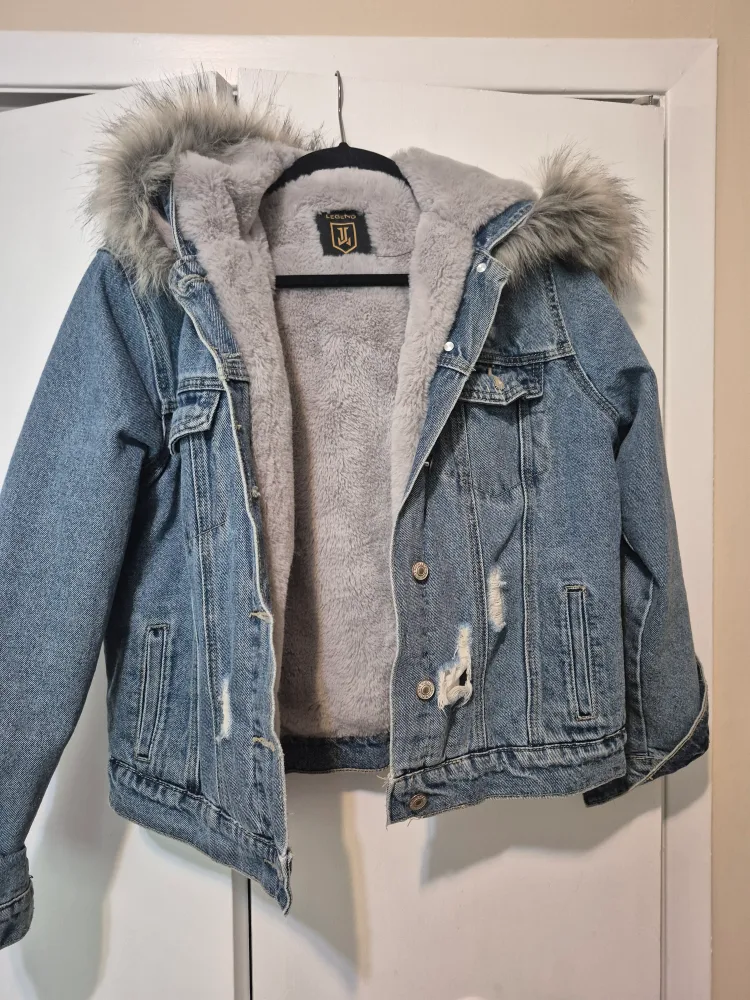 Jean Jacket with Fur Lined Hood thumbnail